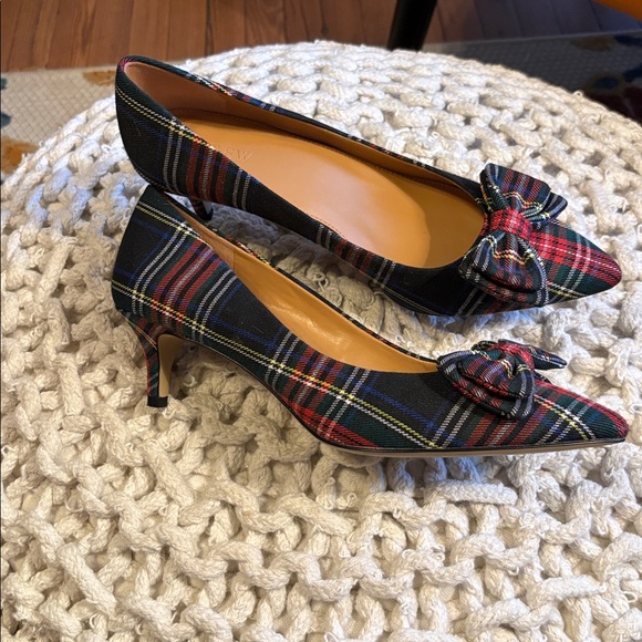 J Crew Tartan Bow Heels size 9 - Picture 2 of 7